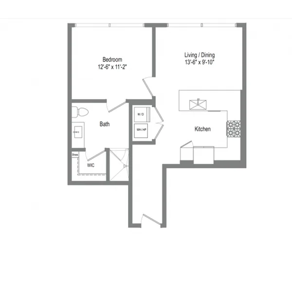 A1 floor plan, 1 bedroom