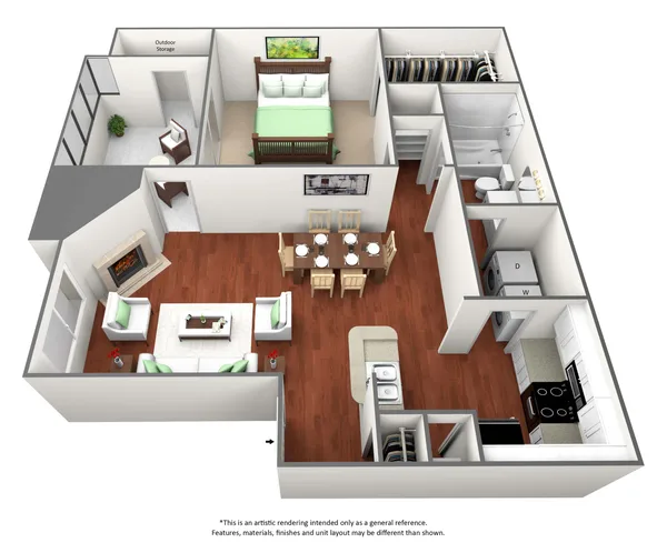 A3 - Angelina floor plan, 1 bedroom, 732 sq ft