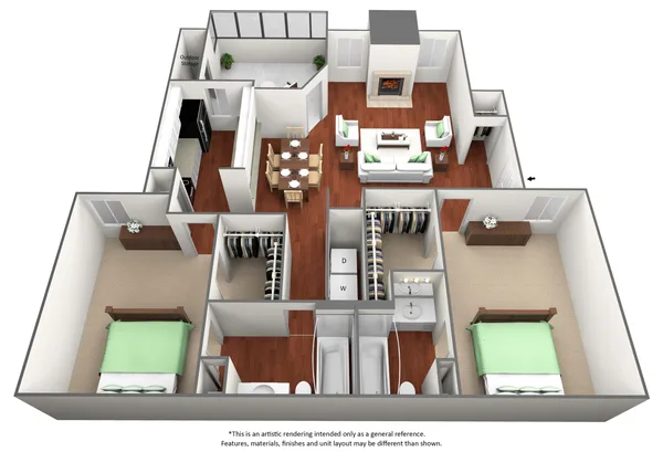 B1 - Brazos floor plan, 2 bedroom